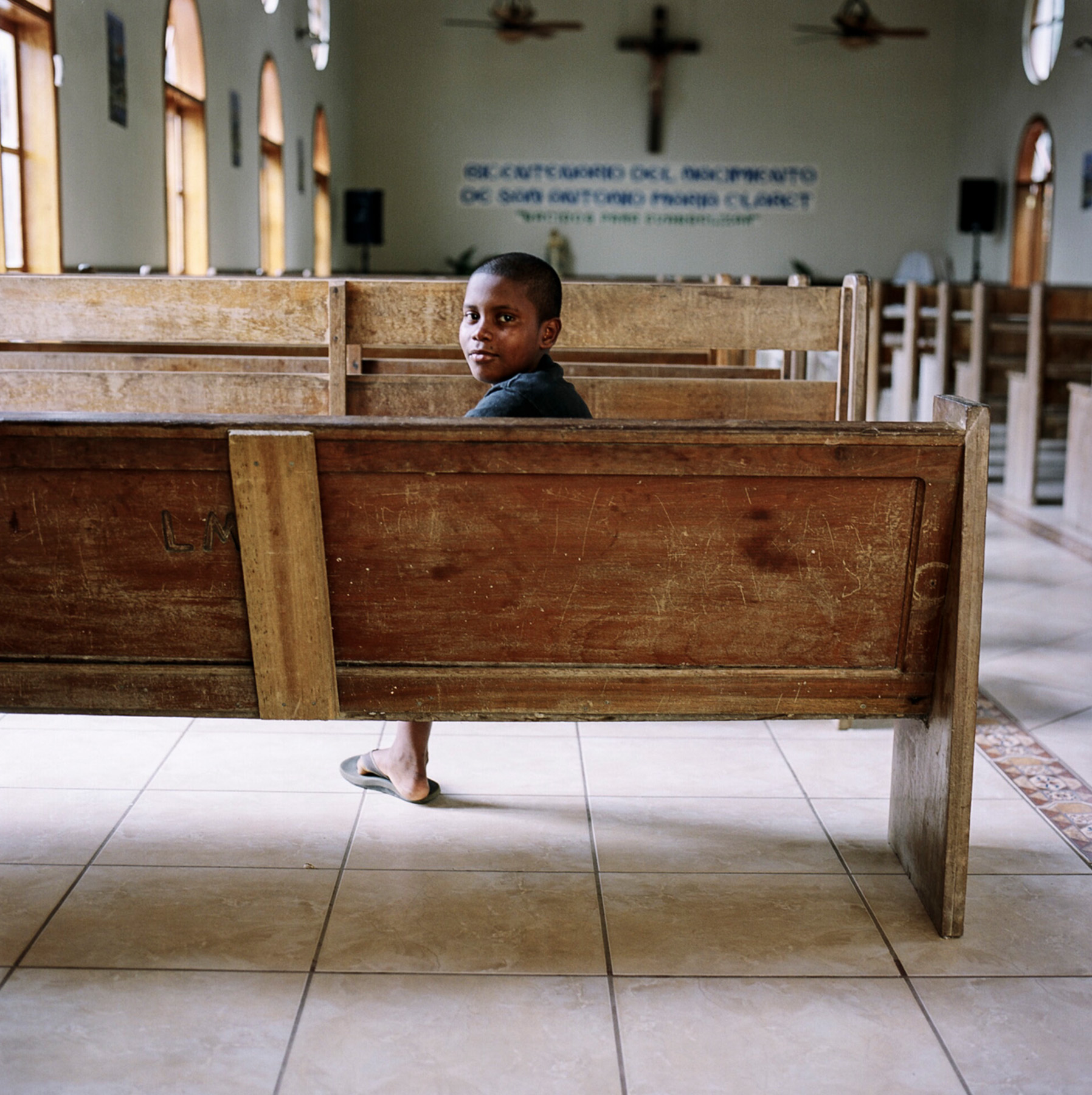 Boy in church - Roatan