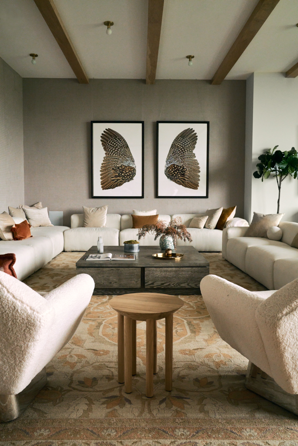 symmetrical wing prints on the wall of a home in the pacific palisades